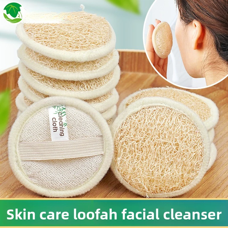 

Green Loofah Facial Sponge, Exfoliating Makeup Remover Deep Cleansing, Disposable Face Towel for Home Fast Consumer Goods
