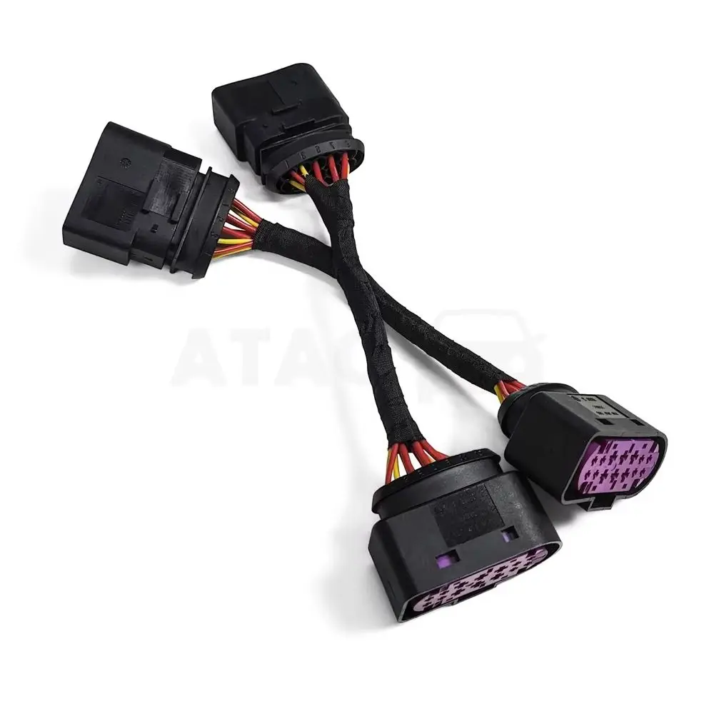 2Pcs Halogen (10 pins) convert Xenon (14 pins) Headlights Wiring Harness Connector Plug Adapter for VW Golf 1J0973737 1J0973837