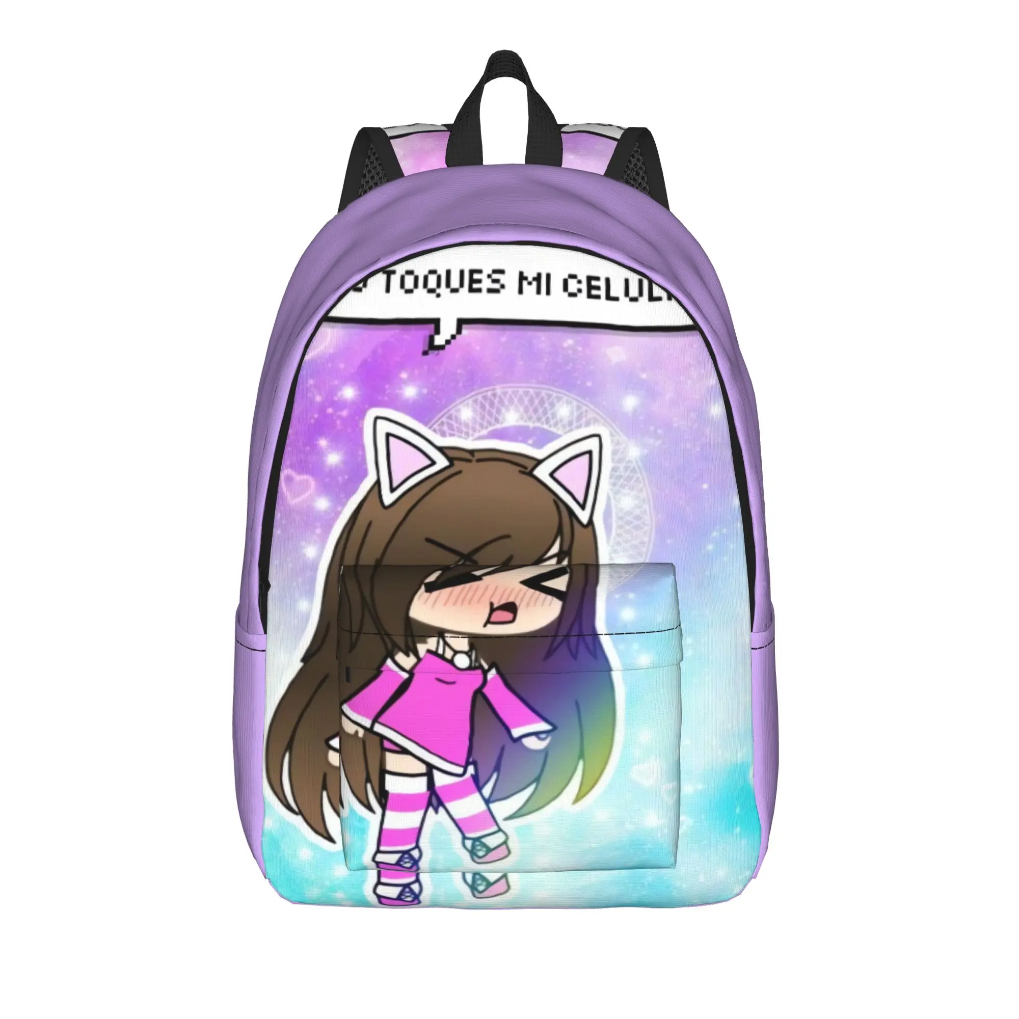 Cartoon Youthful Gacha Life Backpack Men  Pattern Backpacks Polyester Streetwear School Bags University Custom Rucksack