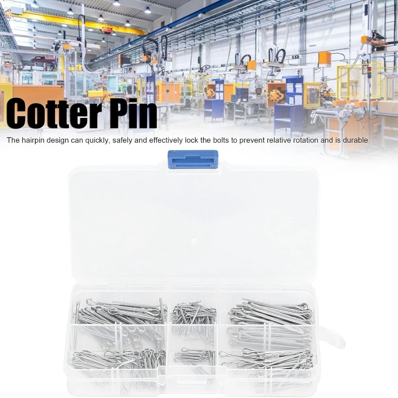 175pcs Sliver Fixing Pins Split Pins Cotter Fixings Assorted Kit Zinc Plated Steel Hard Case Link Split Cotter Pin