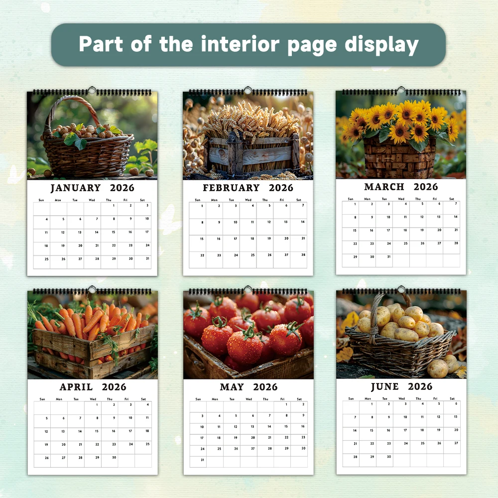 

1pc 2026 Wall Calendar, High-Definition Autumn Harvest Crop Calendar, 12 Beautiful Designs, Perfect Gift for Christmas, New Year
