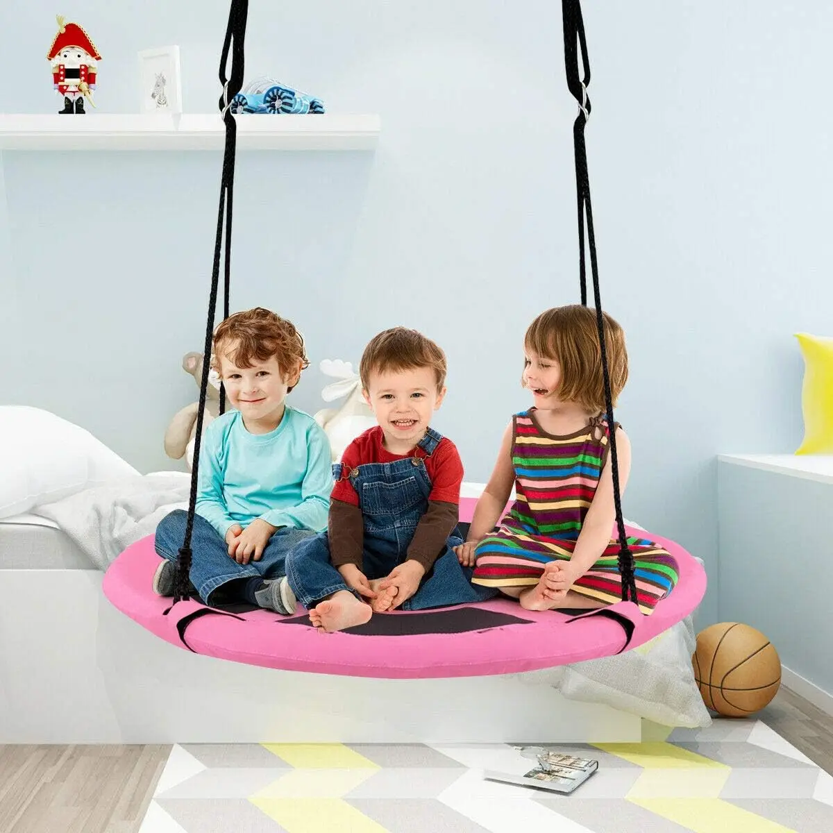 2 em 1 crianças destacável pendurado cadeira balanço tenda conjunto, rede ninho pod pendurado balanço assento para meninos/meninas, crianças ao ar livre indoor