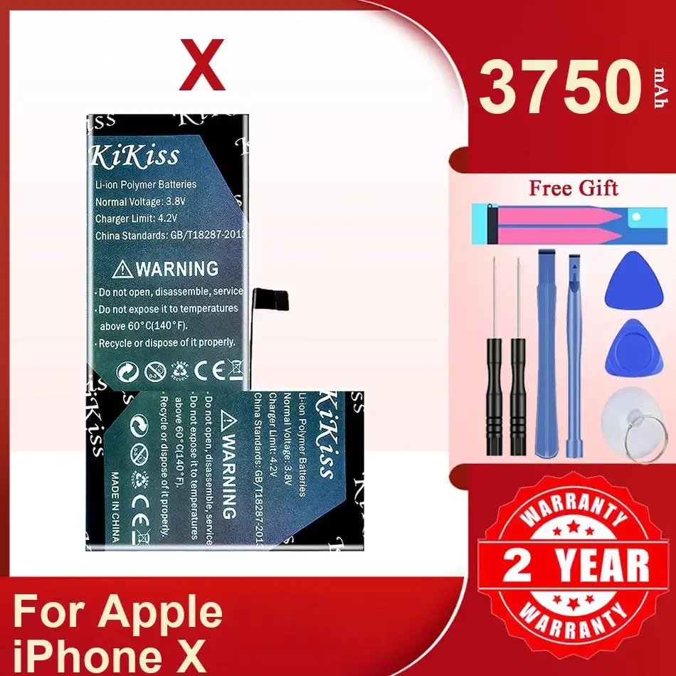 KiKiss Battery For Apple iPhone X A1865 A1901 A1902,X,3750mAh