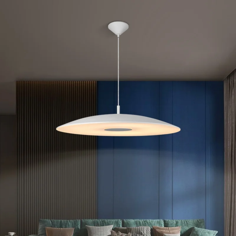 Modern disc flying saucer pendant light minimalist tempered glass hanging lamp for dining table bar counter living room lighting