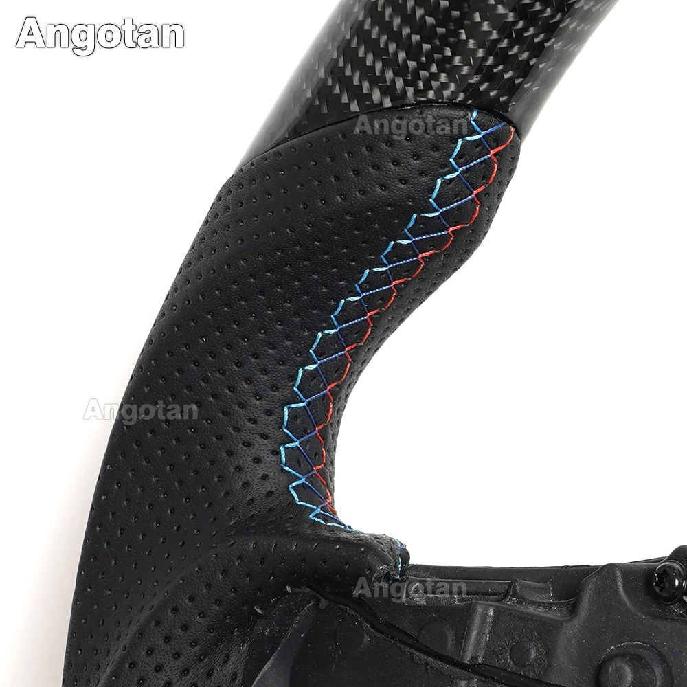 عجلة قيادة LED ذكية من ألياف الكربون الحقيقية لسيارات Bmw G20 3 Series M3 M4 G80 G82 G83 F4x G2x G20 M Sport (مع مؤشر LED)