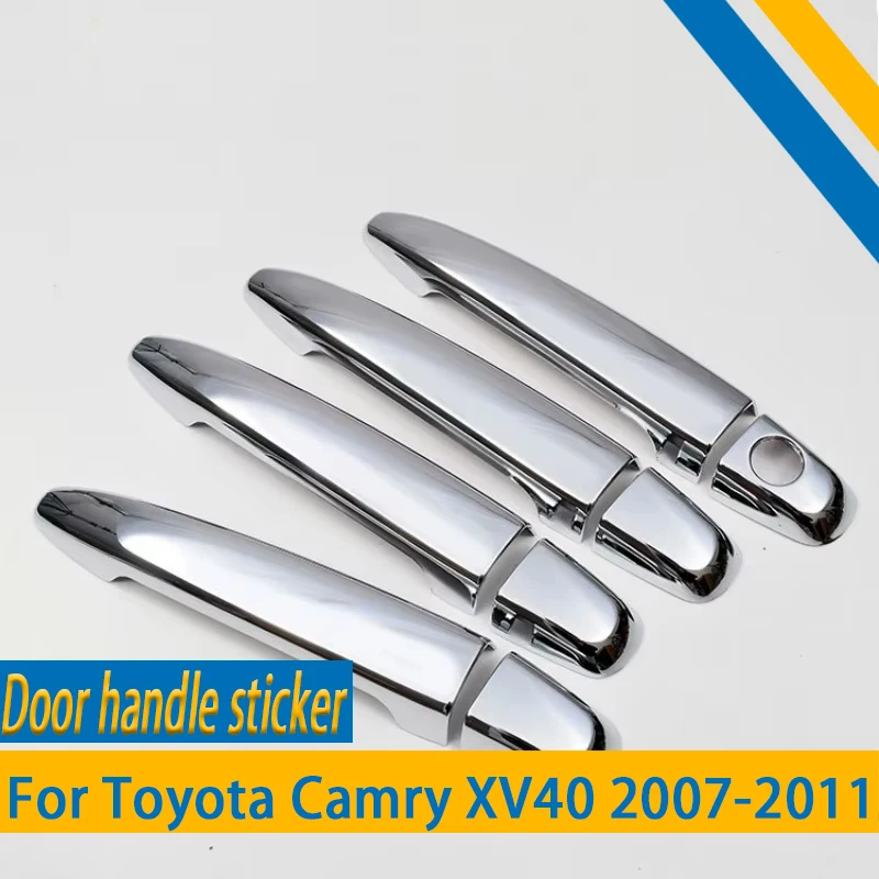 Chrome Carbon Fiber Door Handle Cover Trim Sticker Overlays Styling For Toyota Camry XV40 2007-2011 Aurion Daihatsu Altis