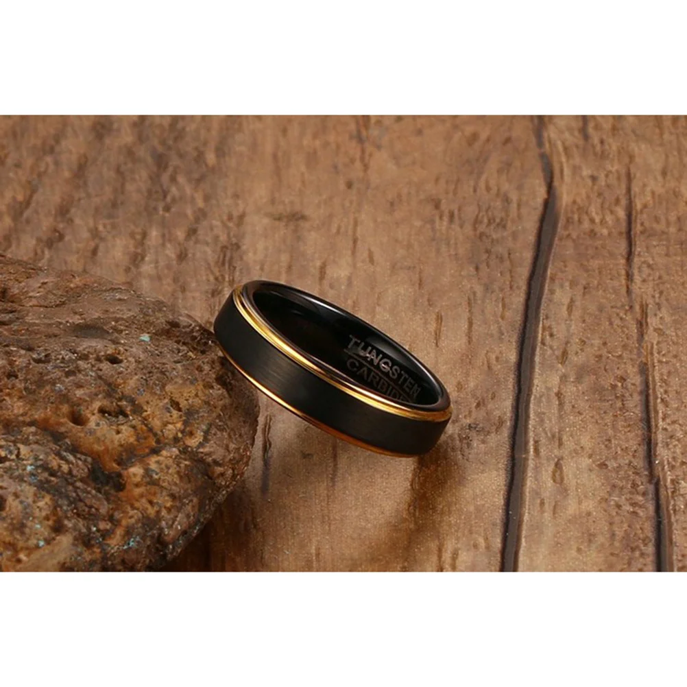 

Tungsten Steel Ring Jewelry Hand Decoration Decorative Men Black Golden Delicate The