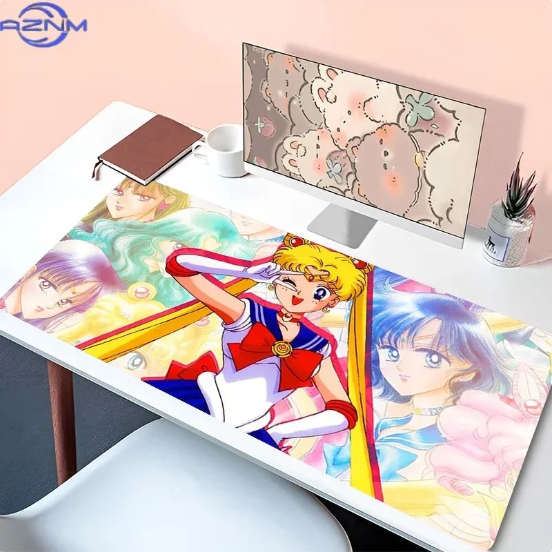 Large Extended Mousepad, Classic Vintage Anime Girls Group Art Desk Mat, Rubber Non-Slip Base, Waterproof Gaming Keyboard Pad fo