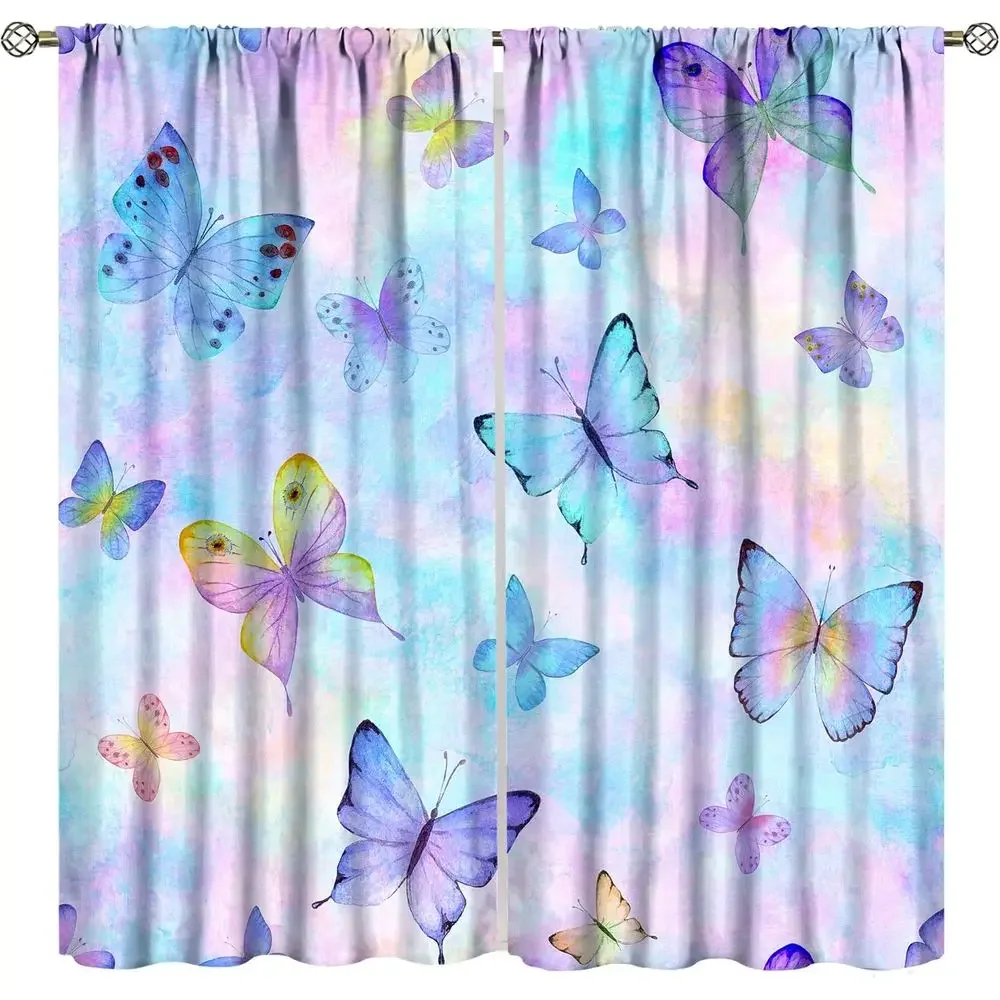 Purple Abstract Ink Painting Curtain, 84x84 inches, Ideal for Kids' and Girls' Bedroom or Living Room Decor