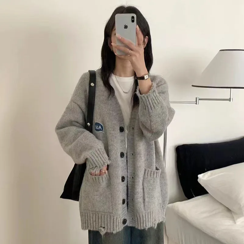 Custom Tailor-made Suits for Women - Cartoon 2021 Autumn New Knitted Sweater Korean Loose Casual Top