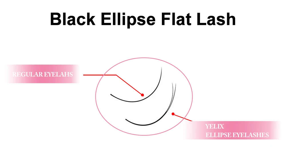 Yelix Schwarze Ellipsenförmige Flache Wimpernverlängerungen 12 Reihen Tray Professionelle Salon-Ausstattung Großhandel Split-Tip Dichtes Volumen Lashe – Detail 3