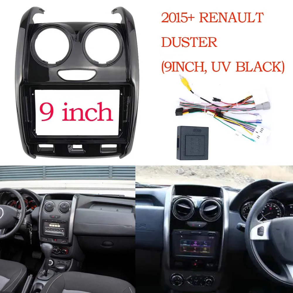 

Для RENAULT Duster 2014 ~ 2018 комплект отделки крепления на приборную панель 2 Din 9-дюймовый автомобильный радиоприемник DVD GPS Mp5 пластиковая панель стерео панель аудиорамка