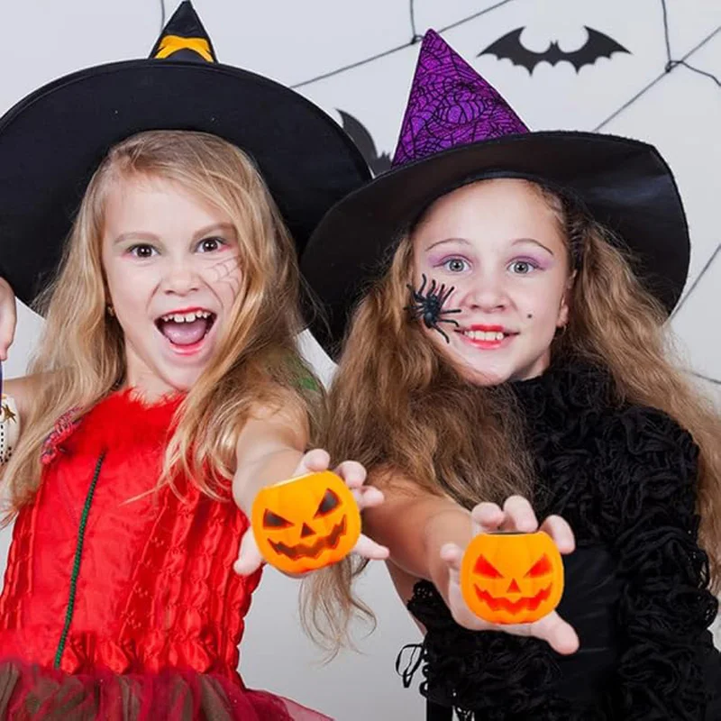 Jouets spongieux d'Halloween en forme de squelette de citrouille, jouets sensoriels anti-Stress, jouets à presser citrouille, fantôme noir et blanc dans les tasses