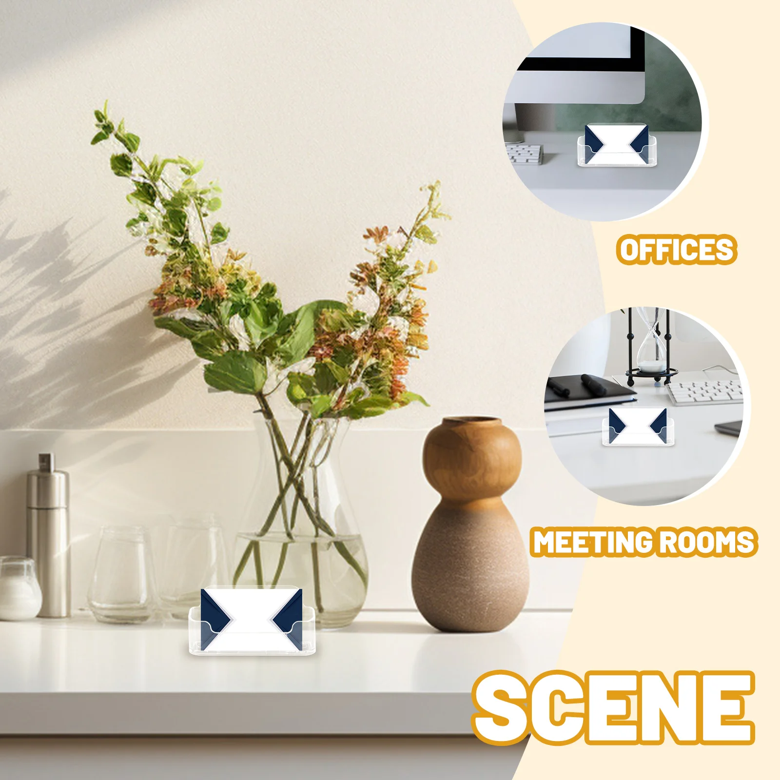 

4pcs Business Holder Transparent Name Stand For Desk Office Card Storage Case Plastic Card Display Holder Vendor Booth Supplies