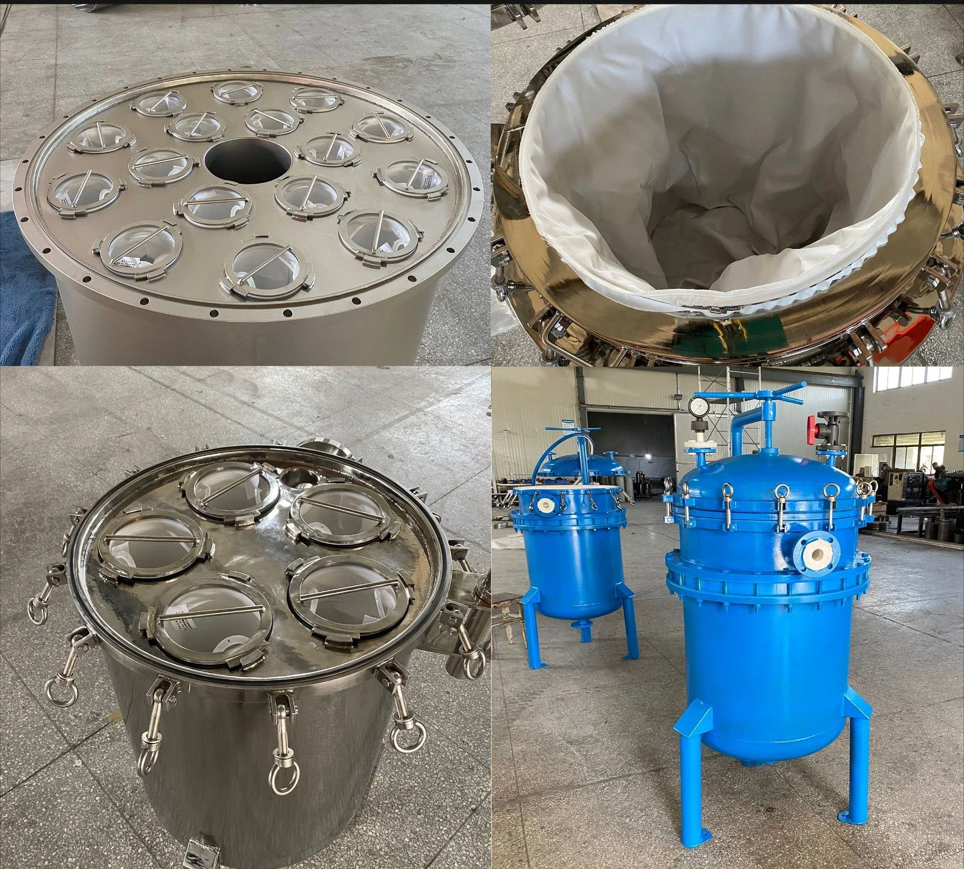 Stainless steel bag filter industrial water treatment circulating water cooling tower well cement and sand 3 bags 4 bags 6 bags