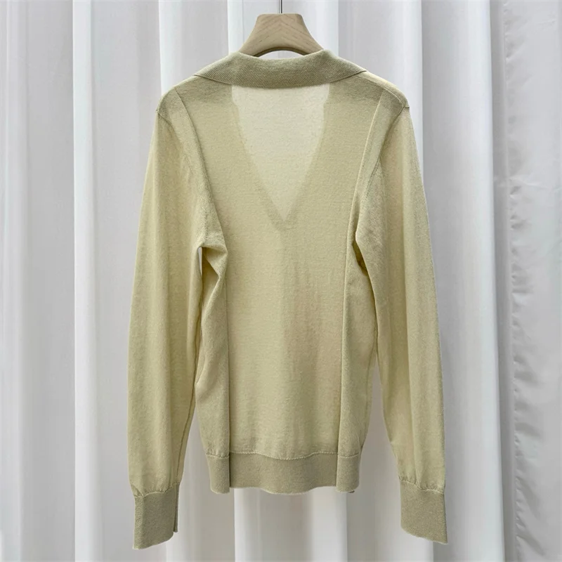 Sweater wanita Rajutan elastis baru model slim fit lengan panjang untuk musim gugur 2025 Campuran katun Kerah V pullover Jumper wanita Rajutan