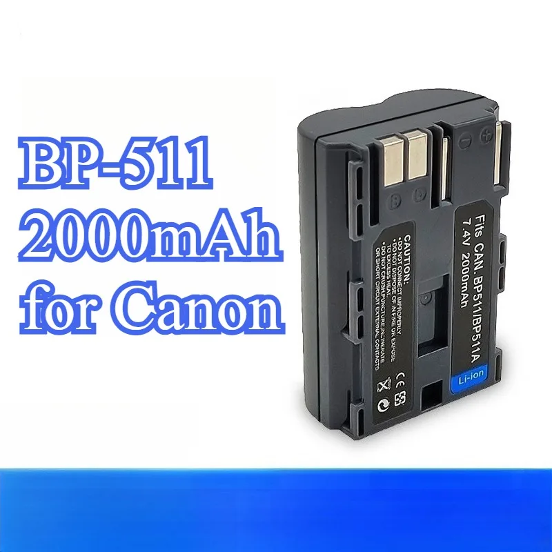 بطارية بديلة 2000 مللي أمبير في الساعة لكاميرا Canon BP-511 متوافقة مع كاميرا EOS 300D 50D 40D 30D 10D D60 5D 5D Mark II 7D DSLR #2