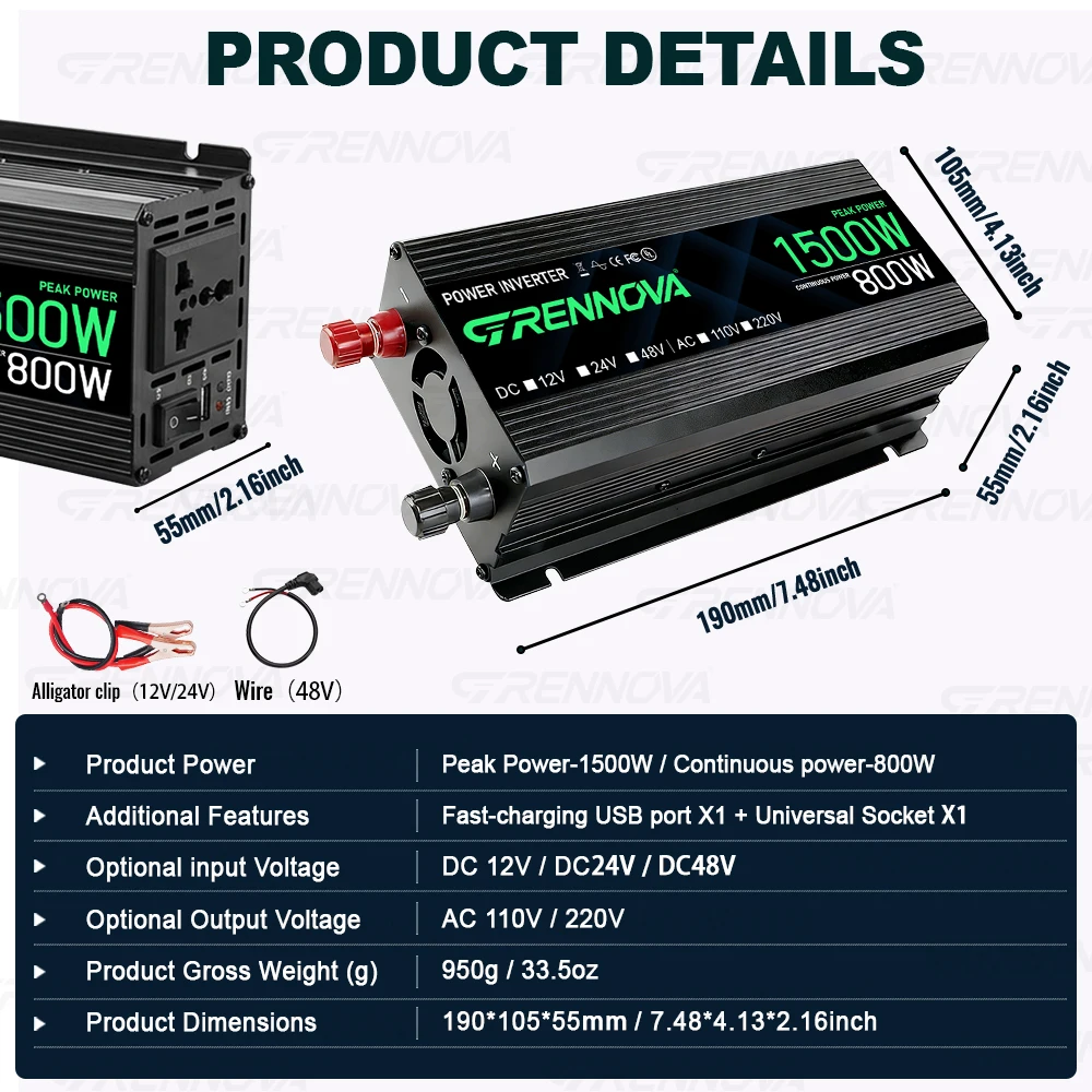 1500W Inverter (800W Rated) Solar System Complete Kit 40W Panel 60A Controlle 12V To 110V/220V for Appliances Camping RV party