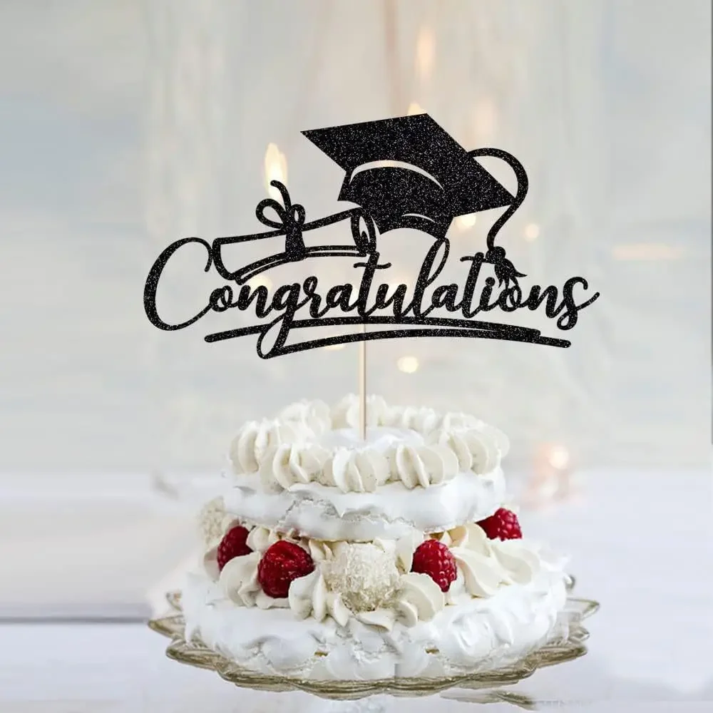 Bachelor Cap Congrasts Grad Toppers per torte in acrilico classe di congratulazioni del 2024 decorazione per torte di compleanno di laurea Multi-stili