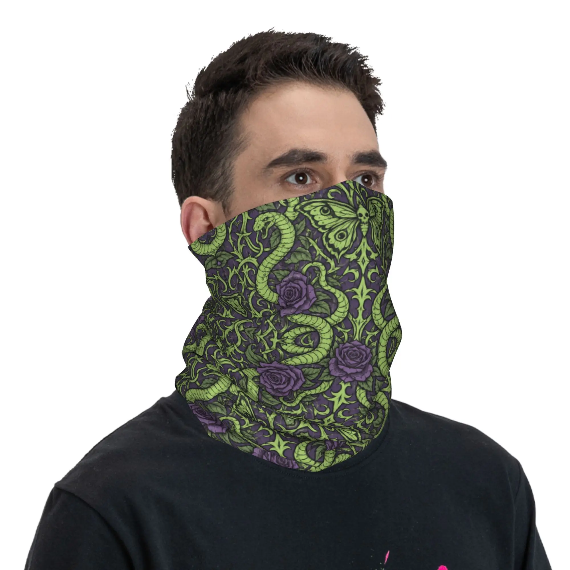Outdoor Sports Balaclava Gothic Snake Rose Butterfly Print Bicycle Mask Neck Cover Tactical Mask Fashion Hiking Windproof Scarve