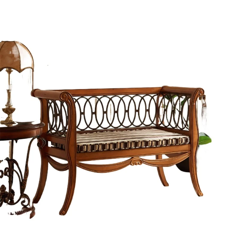 

Американский двойной стул из цельного дерева, мебель в стиле ретро, диван-кресло для гостиной, европейский подлокотник, балкон, повседневная спинка