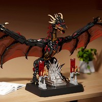 1868PCS Red Flame Monster Dinosaur Building Blocks Animal Model Bricks Set Ornament Creative Collectible Toys Adults Kids Gifts