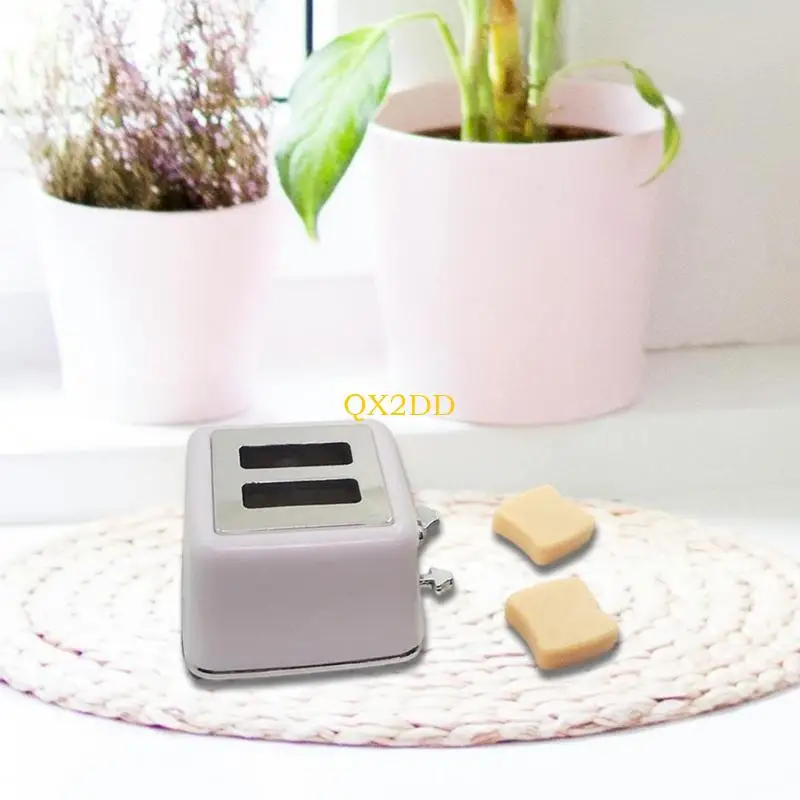 Qx2d 1/12 Puppenhaus Möbel Brot Toaster geschnittene Brot Set Simulation Küchengeräte Kinder freundlich tun, um Spielzeug zu