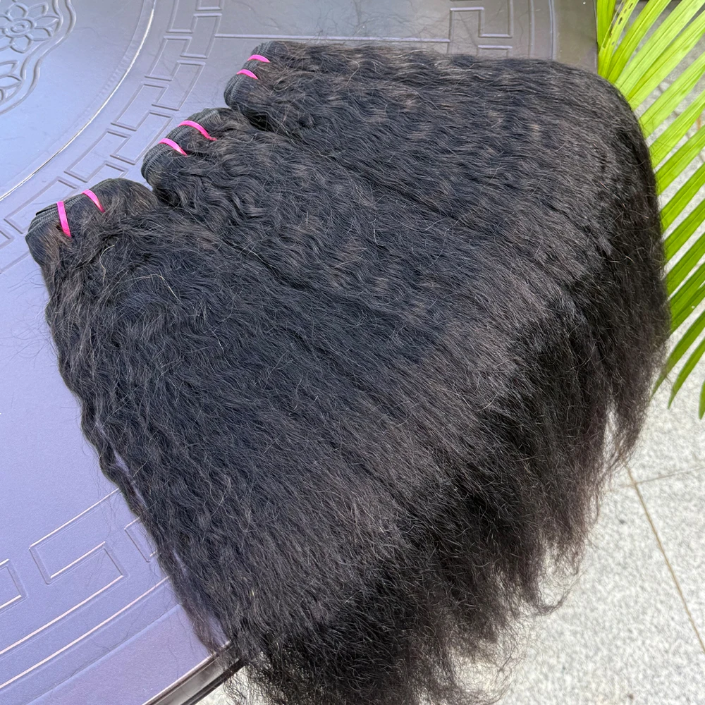 Yaki feixes retos de cabelo humano não processado 100% cabelo humano kinky pacotes retos 8-30 polegadas extensão completa do cabelo humano