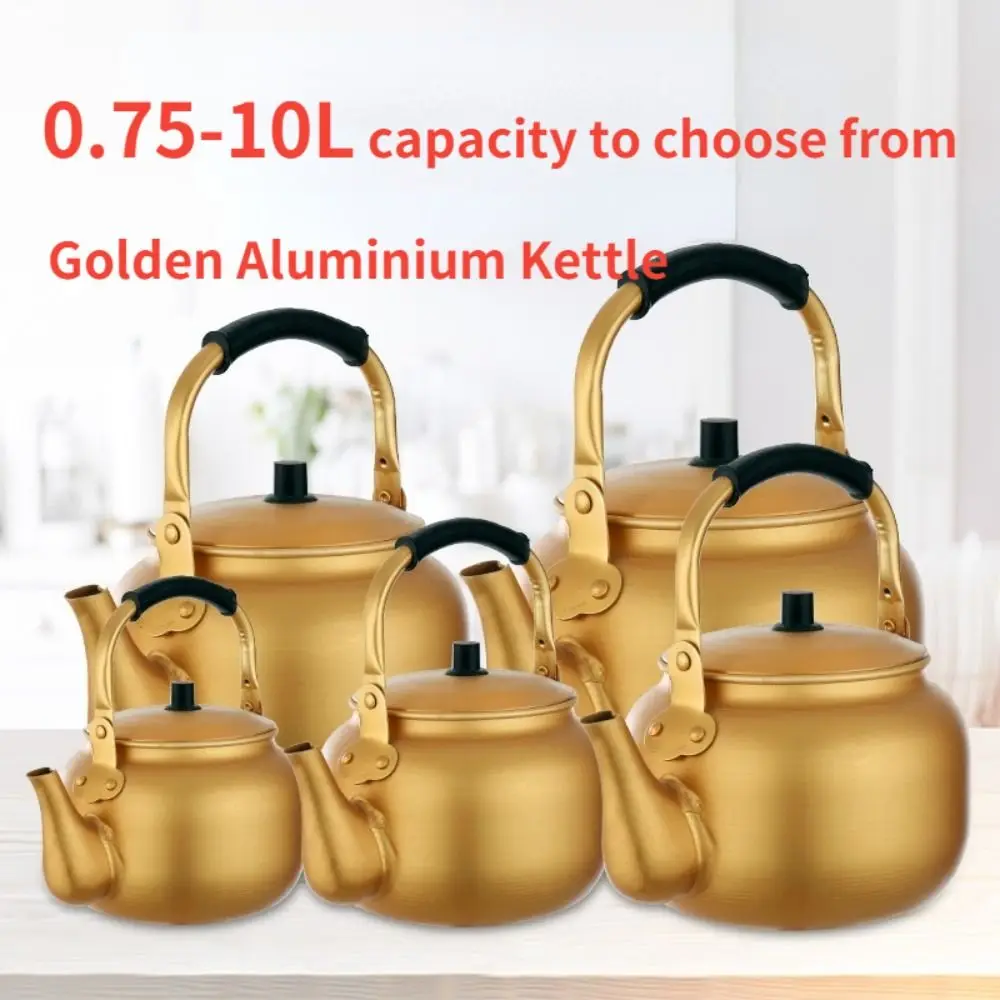 0.75-4L Large Capacity Gold Aluminum Kettle Household Water Kettle Portable Teapot Coffee Pot Kitchen Accessories