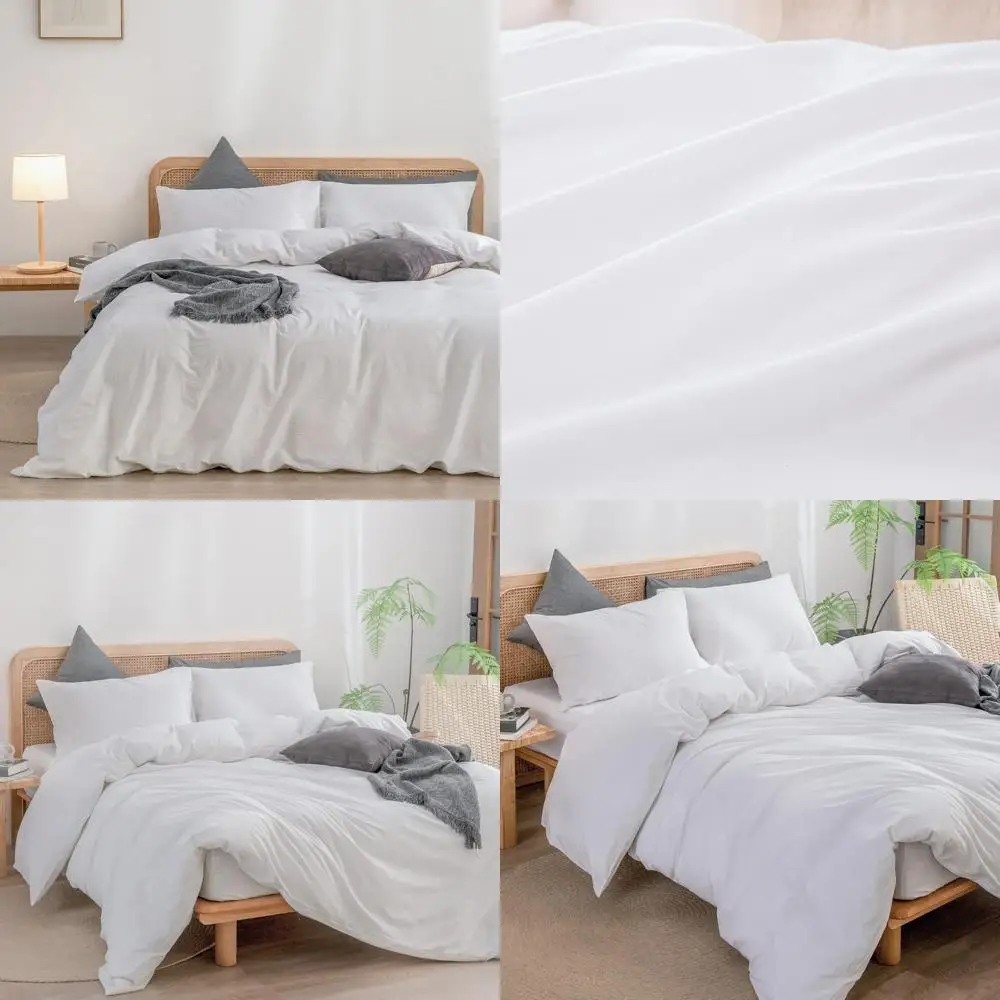 

100% Cotton Linen Duvet Cover Set - Soft, Comfortable, Lightweight Bedding for Chic Home Décor in Solid Burgundy