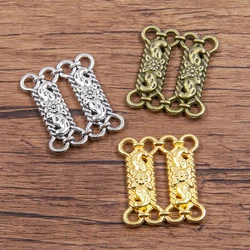 6pcs 25*30mm Three Color Zinc Alloy Hollow Carving Parallel Bars Connectors Jewelry Hairpin Making DIY Handmade Craft