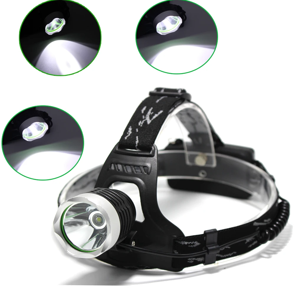 5000LM LED Headlight T6 Headlamp Waterproof 3 Modes Rechargeable Head Lamp Light Flashlight Torch +2x18650 Battery+Charger