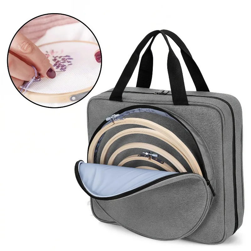 Square DIY Knitted Woolen Handbag Large Capacity Organizer Hold Balls Crochet Hooks Needlework Art Craft Project Carry Pouch