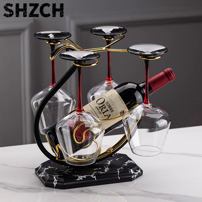Swan Theme Inverted Wine Glass Rack, New Chinese Style Stemware Holder for 6 Glasses, Space Saving Wall Mount Display