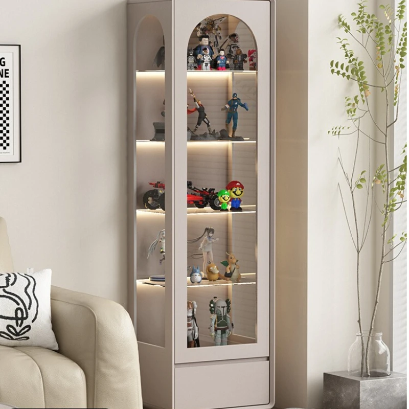 

Transparent glass door dust-proof figure model display cabinet solid wood living room display storage wine cabinet household