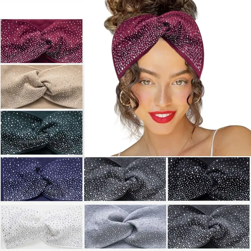 Head band women Solid color Cross Luminous headbands party Rhinestone Makeup Braid Elastic	Grace Sexy Hair acsessories