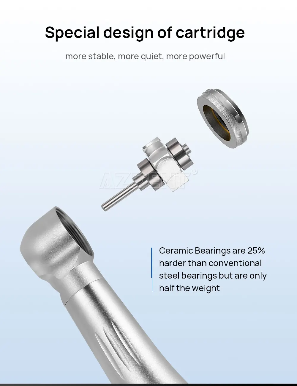 AZDENT Dental High Speed E Generator LED Handstück Air Turbine Keramik Lager Drehmoment Kopf Push Button Triple Wasser Spray – Detail 6