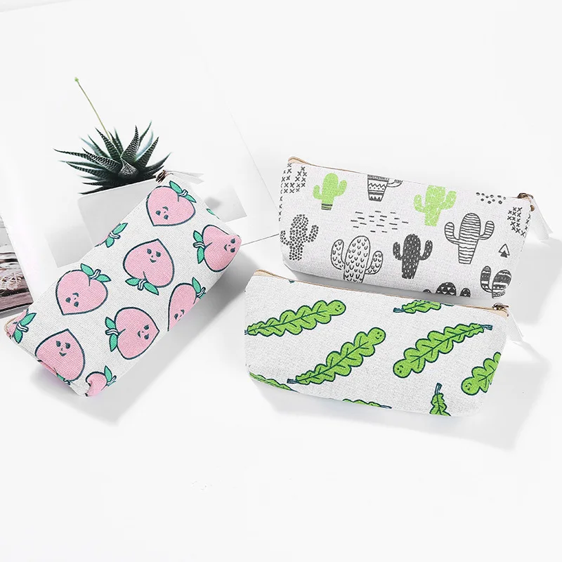 Fashion Woman Makeup Bag Make Up Zipper Toiletry Travel Wash Bag Case Cactus Small Cosmetic Bag Student Pencil Bags Organizer