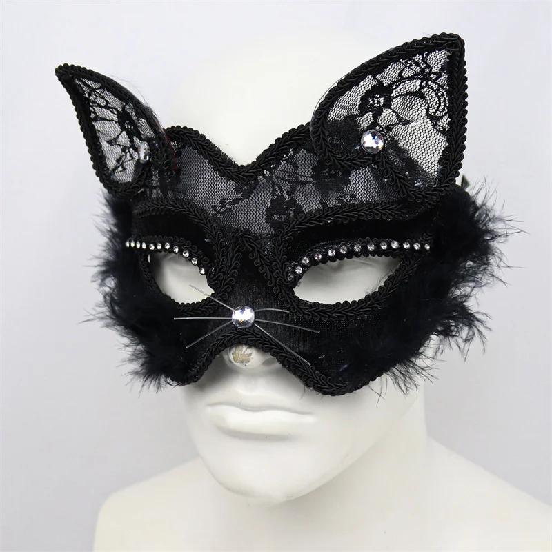 P-Jsmen Luxus Venetian Masquerade Maske Sexy Schwarze Katze Spitze Maske Phantasie Kleid Weihnachten Halloween Kostüm Party für Mädchen frauen