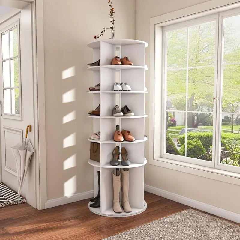 

6-Tier Rotating Shoe Rack Tower, 360° Revolving Shoe Organizer, Free Standing Shoe Storage Stand, Holds 24 Pairs of Shoes,