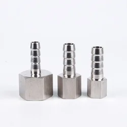 304 Stainless Steel High Pressure Female Thread Hexagon Barb Joint 1/8 1/4 3/8 1/2 BSP To 6 8 10 12mm Hose Barb Coupler Adapter