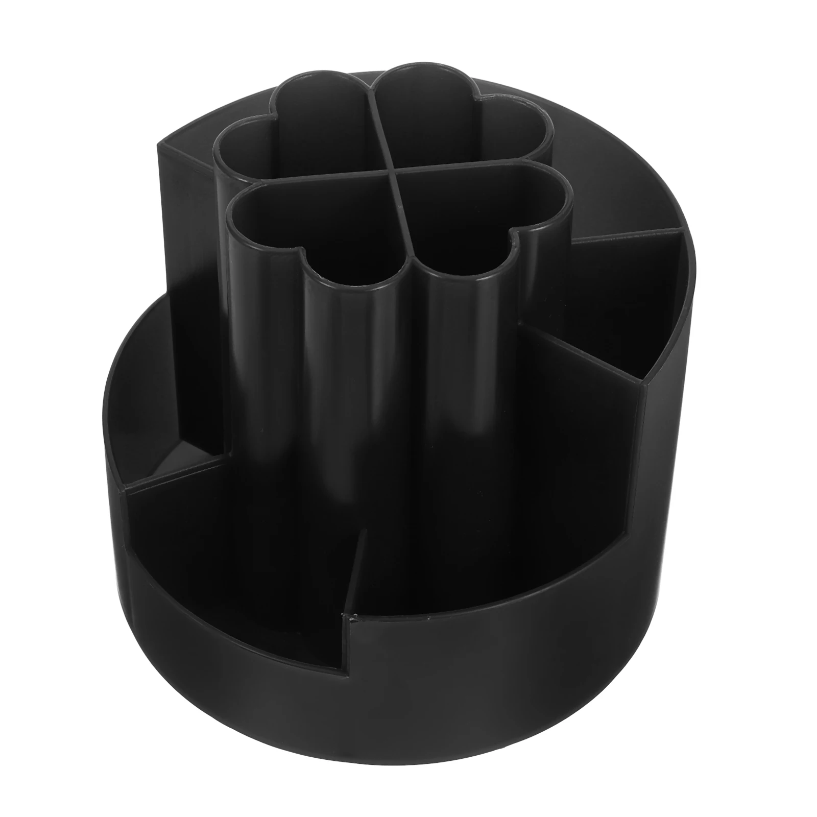 

360 Degree Rotating Pencil Case Spinning Desk Organizer Black Compact Stationery Holder For Office Classroom Small Desktop