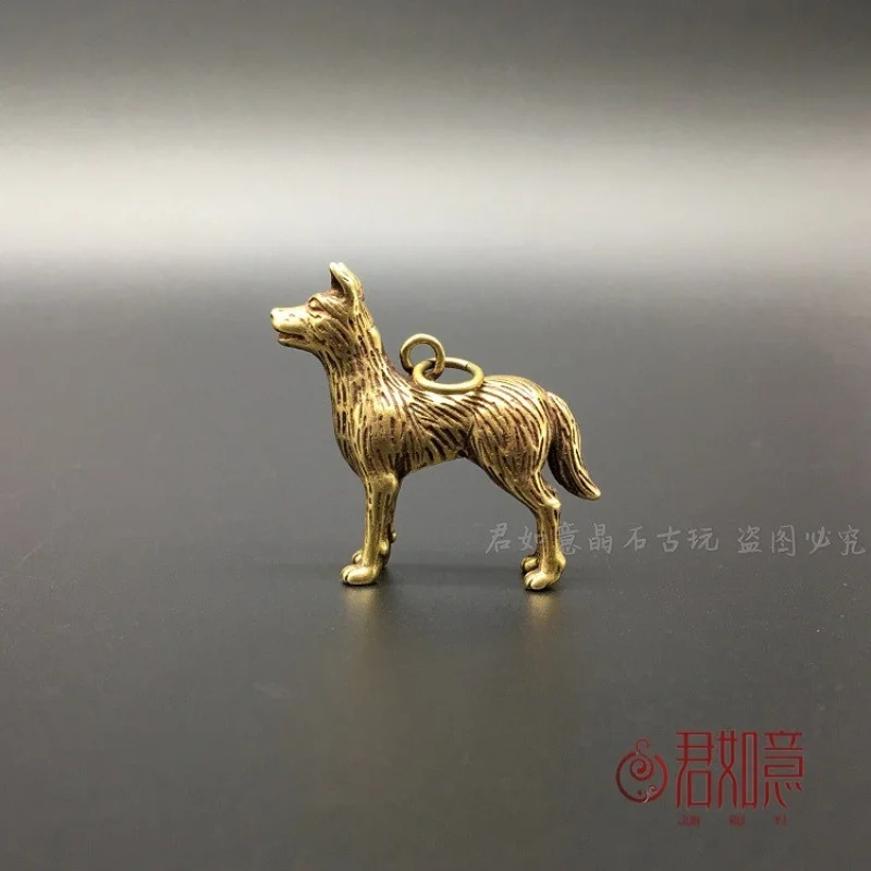 

Copper Zodiac Dog Pendant Brass Standing Puppy Small Copper Dog Golden Dog Pendant Antique Copper Keychain