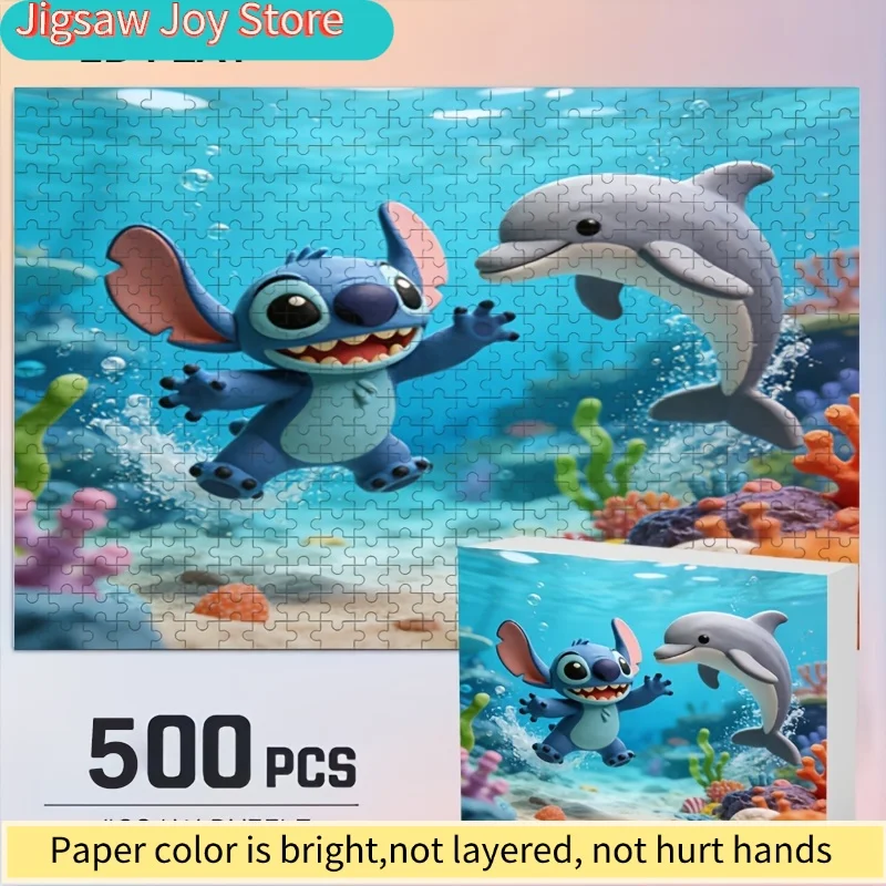 Rompecabezas 2D Plano de Disney, Stitch y Mickey Mouse, Apto para Adultos - Desafío de Pared o Mesa, Decoración Nostálgica para Habitaciones