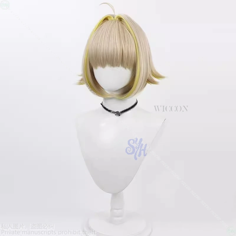 أنيمي لعبة NIKKE آلهة النصر تأثيري Elegg قصيرة الشعر الاصطناعية مقاومة للحرارة الأصفر أبرز الباروكات هالوين كوس
