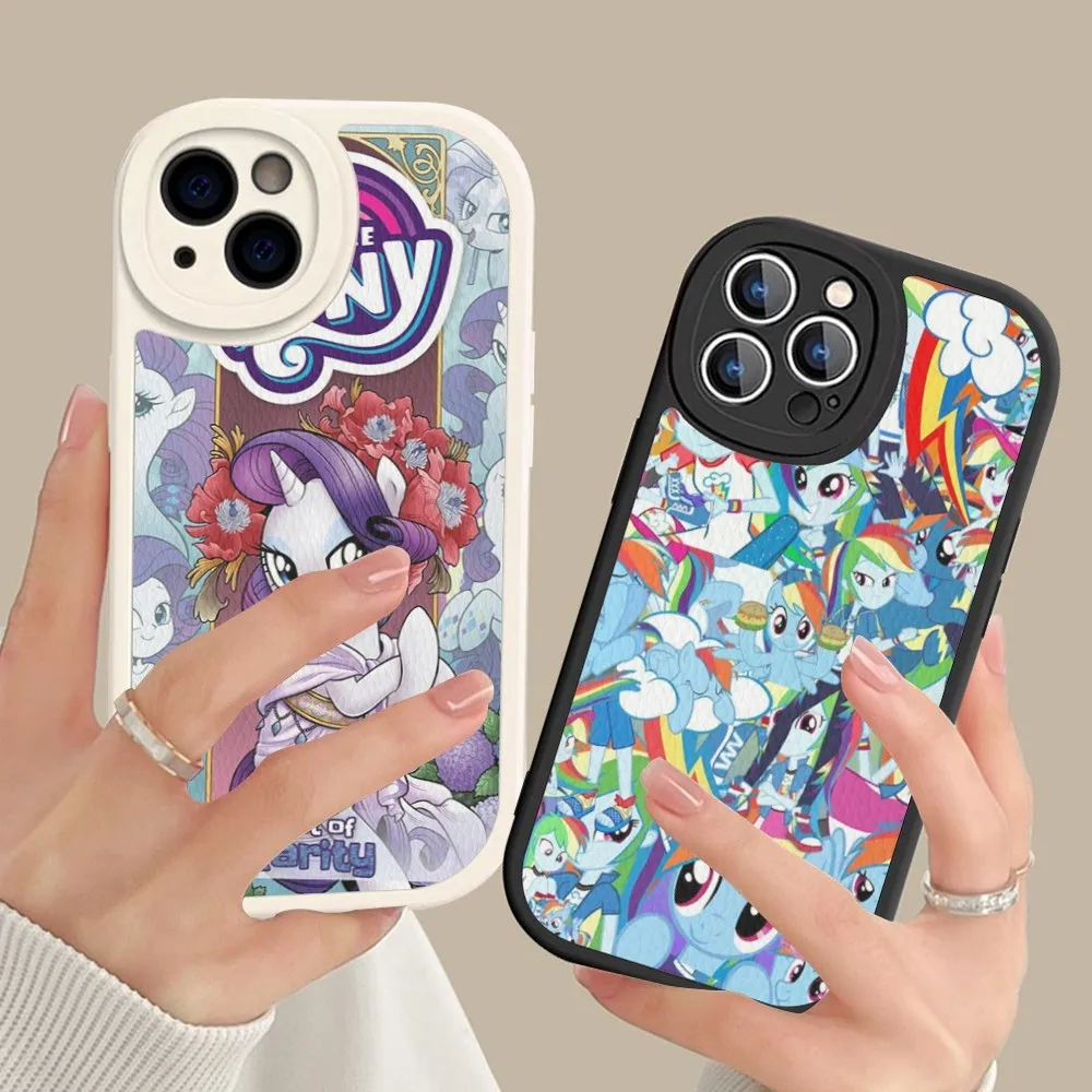 M-My Cartoon P-Pony L-Little Phone Case Hard Leather For iPhone 14 13 12 Mini 11 14 Pro Max Xs X Xr 7 8 Plus Fundas