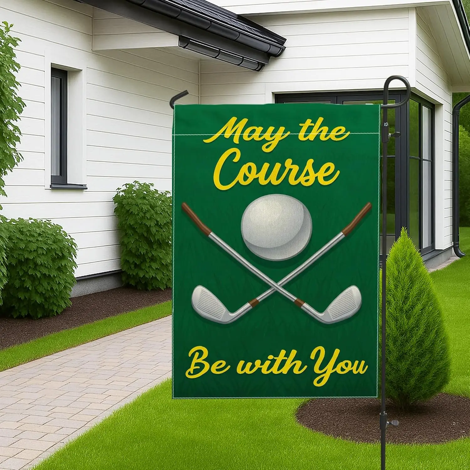 Golf Ball Garden Flag, Sports Casual Golf Clubs Grass Summer Green Double Sided Burlap Decorative Outside Flags for Outdoor  AAM - view 6