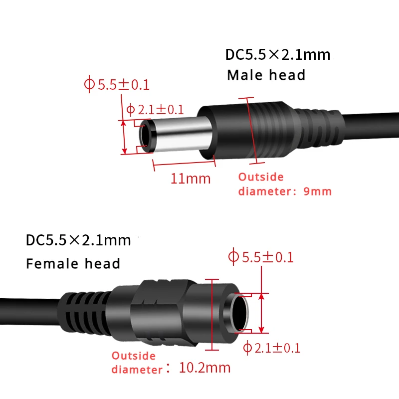 

DC5.5mm *2.1mm 1-2/3/4/5/6/8 Way DC Power Splitter Cable 12V Power Adapter Connector Cord For LED Strip Lights CCTV Camera