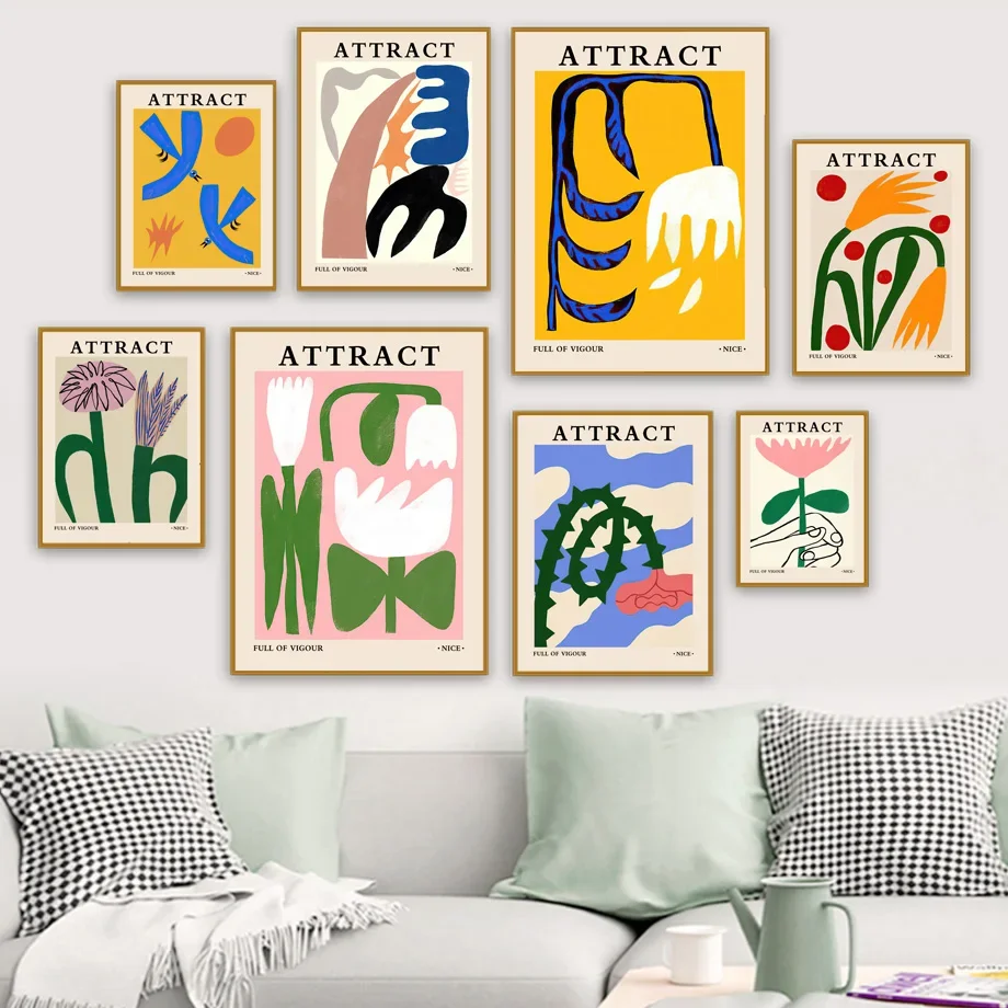 

Vintage Abstract Colorful Leaf Flower Plant Wall Art Nordic Posters And Prints WallCanvas Painting Pictures For Bedroom Decor