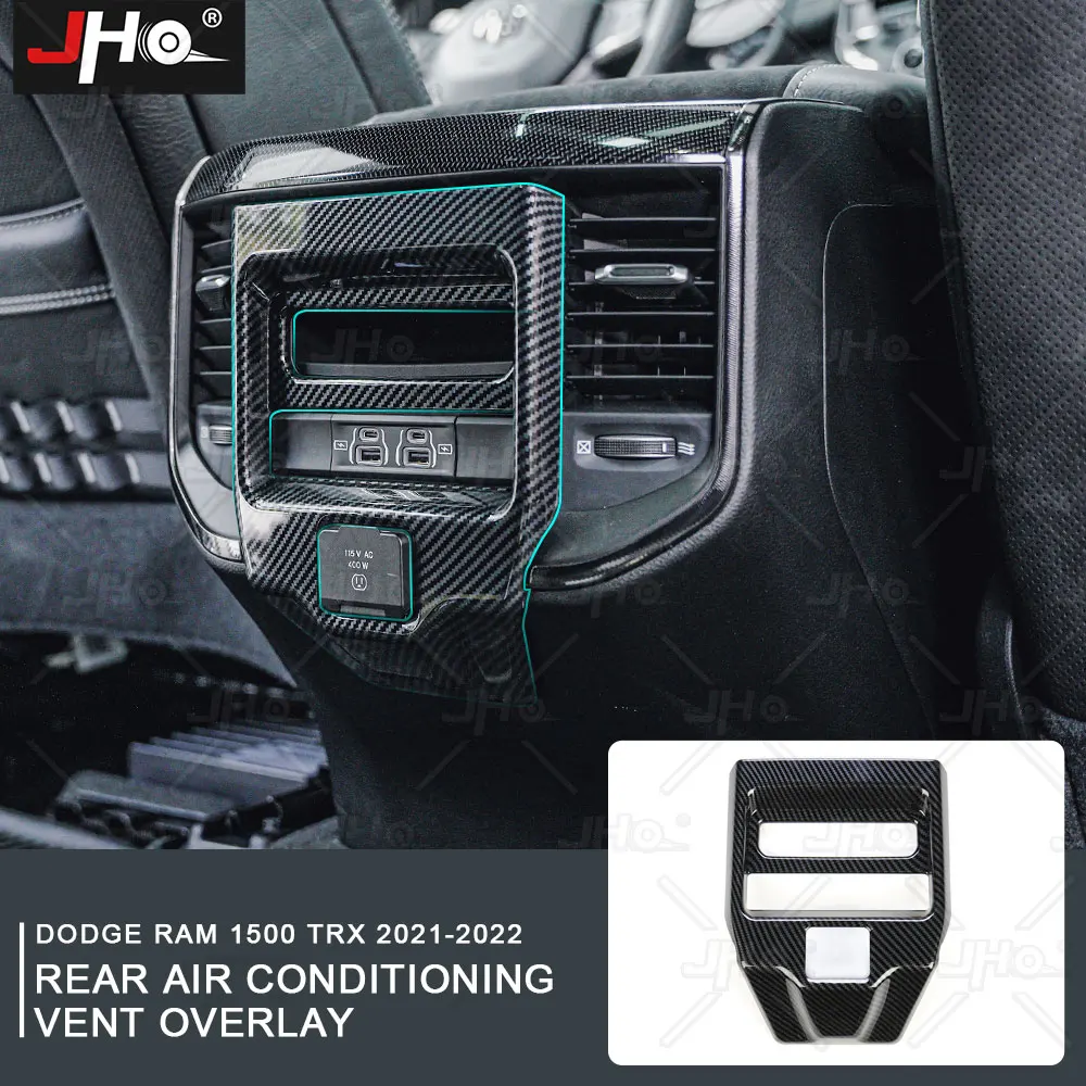 

JHO ABS Carbon Grain Rear Air Vent Outlet Cover Trim Anti Kick Panel Fit for Dodge Ram 1500 TRX 2021 2022 Pickup Accessories